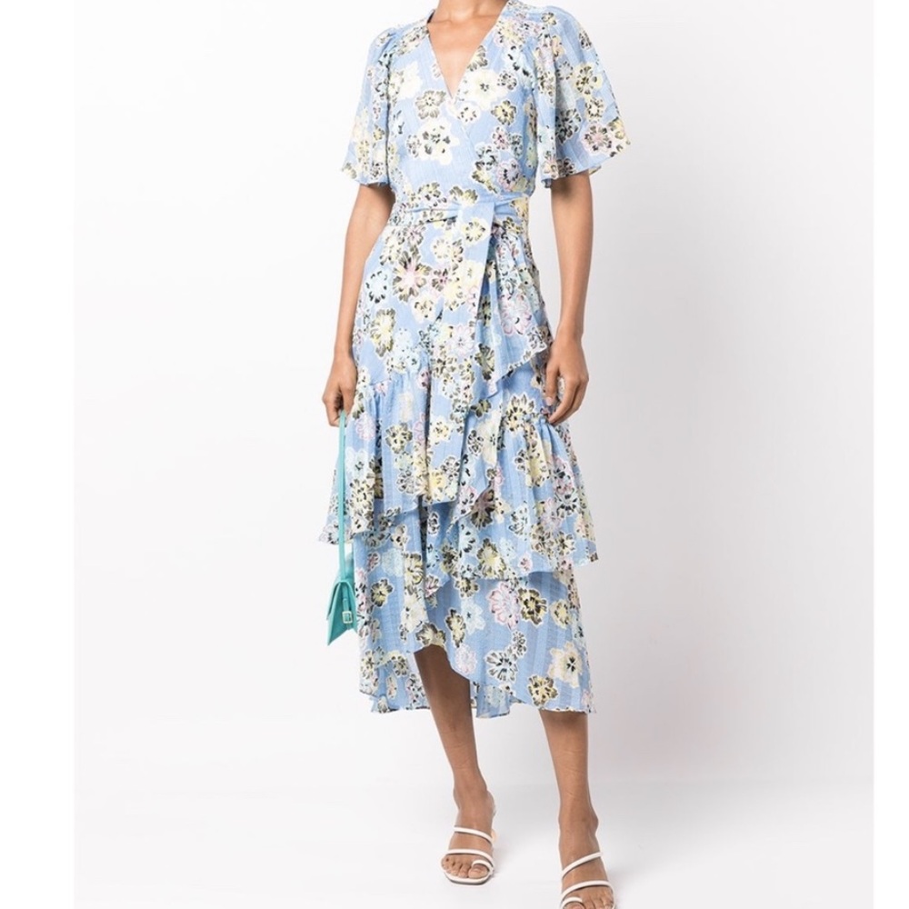 Tanya Taylor Brittany Floral
Tiered Wrap Midi Dress